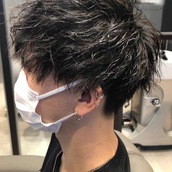 メンズヘアツイストスパイラルパーマ/ツーブロ似合わせカット