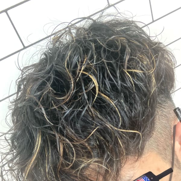 メッシュカラー+メンズパーマ