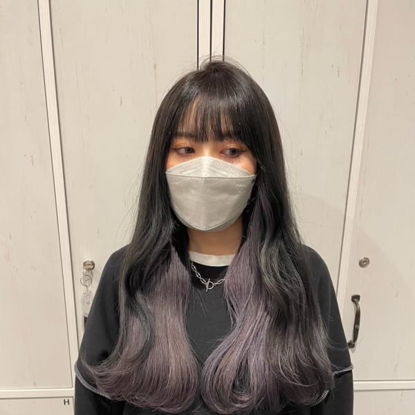 パープルブラック/ハイトーンカラー/デザインカラー髪質改善