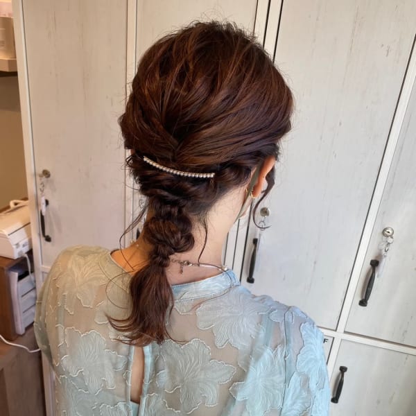 編み込み/編みおろし/結婚式ヘアアレンジ/パーティ