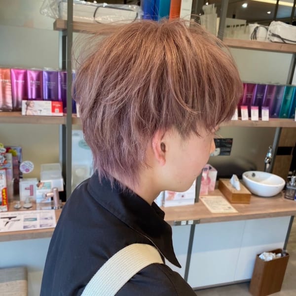 ピンクベージュ/ミルクティーベージュ/小顔ショートヘア