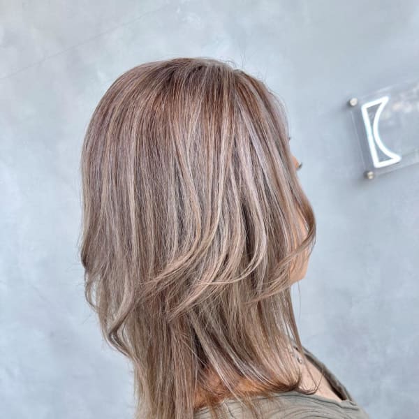 上品ハイライト/白髪ぼかし/大人ホワイトベージュ