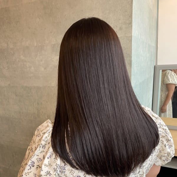 縮毛矯正：おとなしめピンクラベンダー