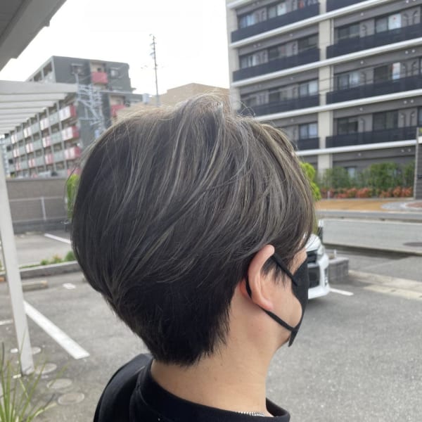 メンズ　ハイライト　白髪ぼかし