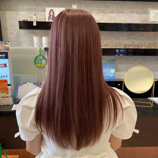 ピンクラベンダーヘアカラー ロングヘア ブリーチカラー