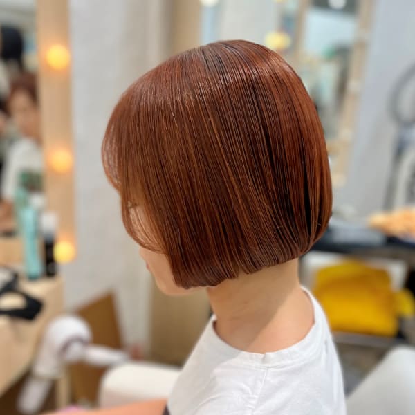 オレンジブラウン×ミニボブスタイル☆