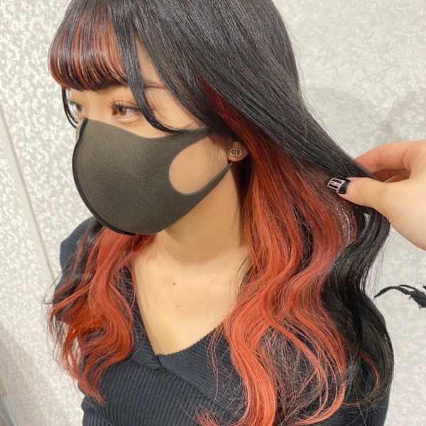 オレンジ×インナーカラー