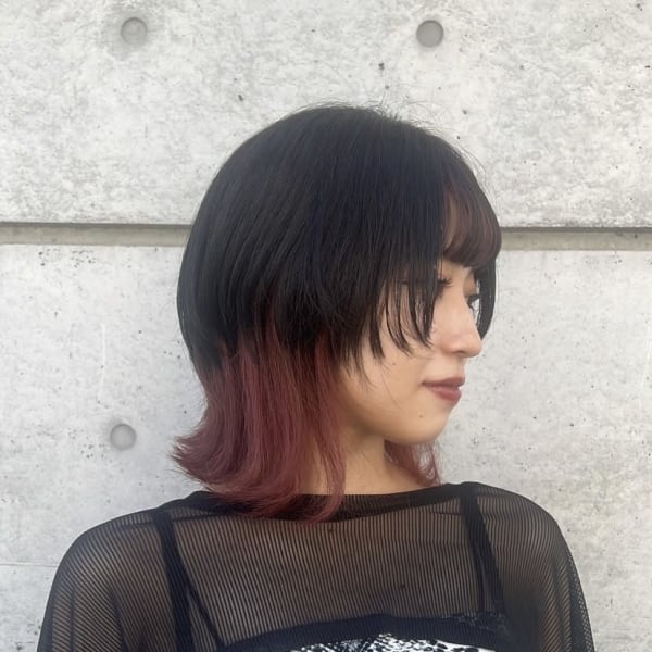 ウルフカット×インナーカラー