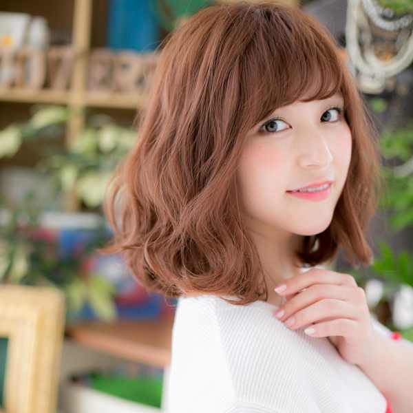 外国人風バレイヤージュ小顔ベージュピンク ニュアンスカラー