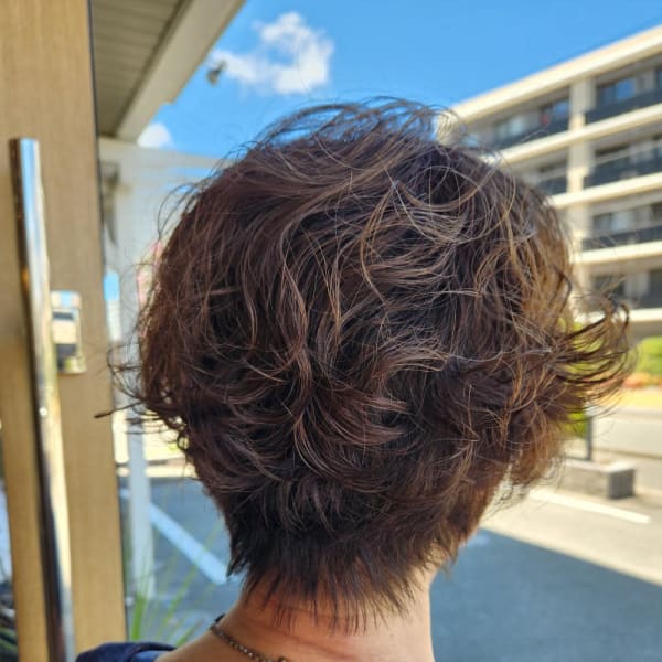 パーマ　ショート　アッシュ