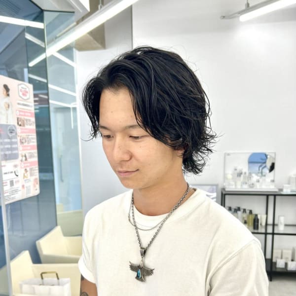 伸ばしかけメンズパーマ|Brown