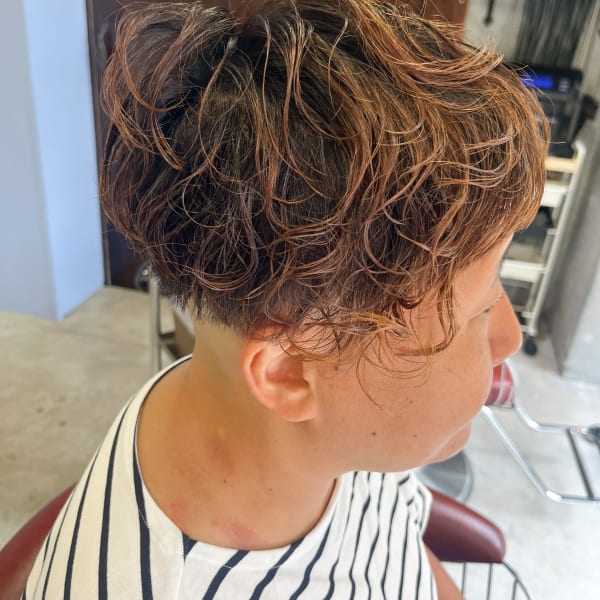 スキンフェード×マッシュパーマ