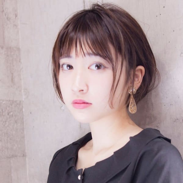 マニッシュ耳かけ外ハネボブ×黒髪 前髪