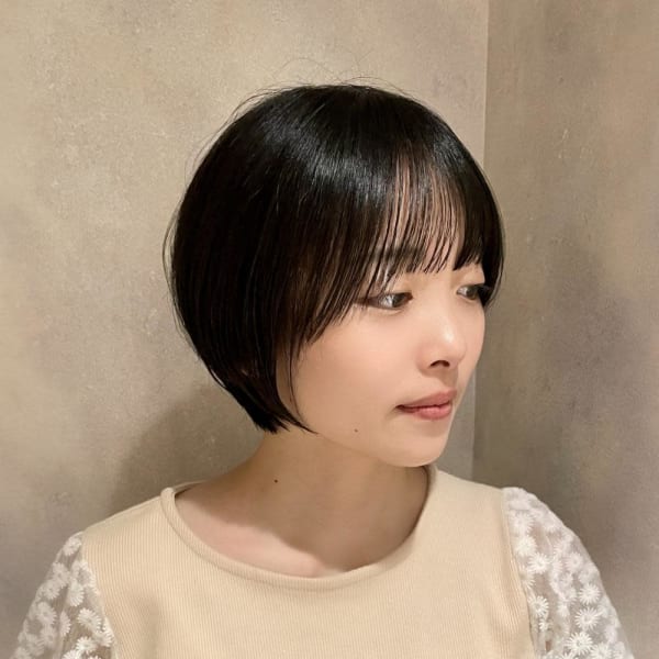 丸みショート×ひし形ショートボブ×前髪あり×20代30代