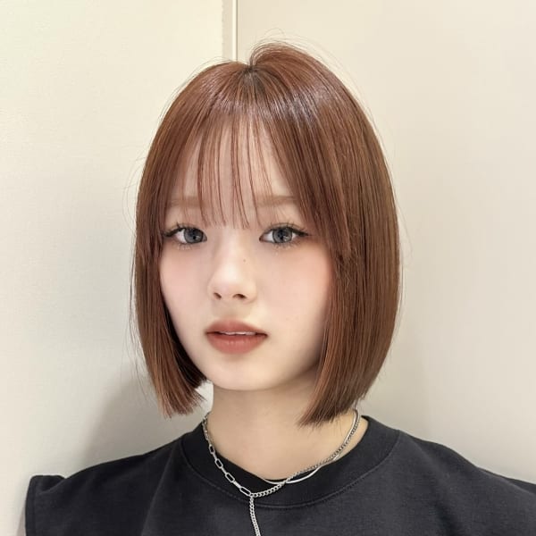韓国ボブ　タッセルボブ　ブリーチ無しダブルカラー　オレンジ