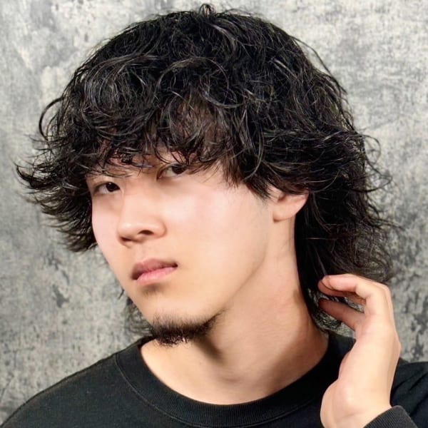 メンズウルフ癖風パーマ