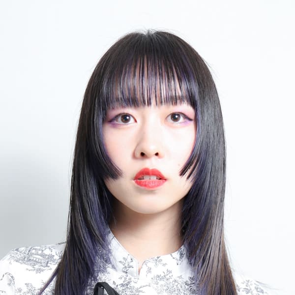 黒髪ウルフカット姫カットロングウルフレイヤーカット