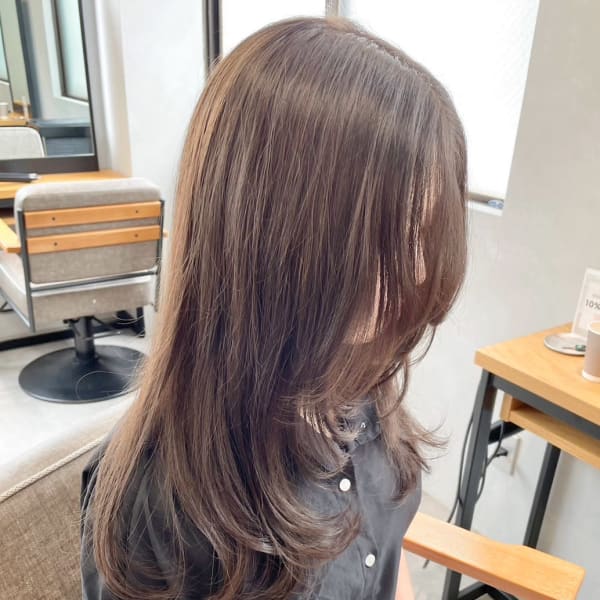 ブリーチなし透明感カラーアッシュグレージュ＊顔まわりレイヤー|mulah