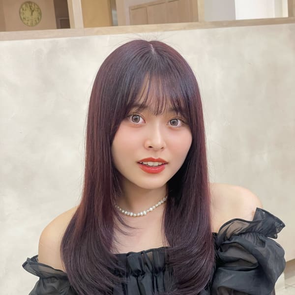 艶ストレート　ピンクブラウン　髪質改善カラー　20代30代