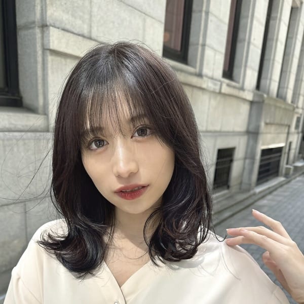 大人可愛い暗髪ミディアムヘア/銀座/有楽町30代40代50代