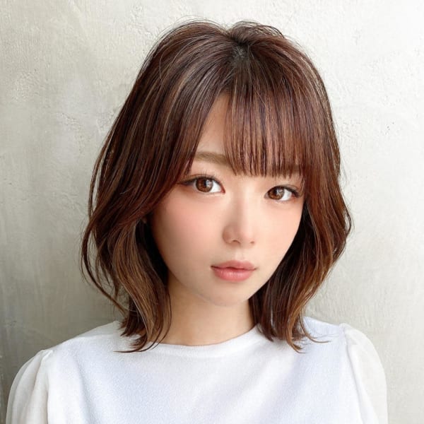 30代/40/小顔ヘア/前髪/アンブレラカラー/こなれミディ