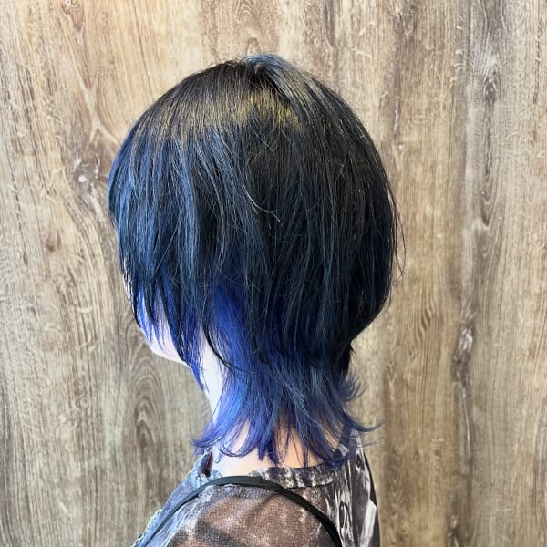 インナーカラー × アクアブルー × ウルフ