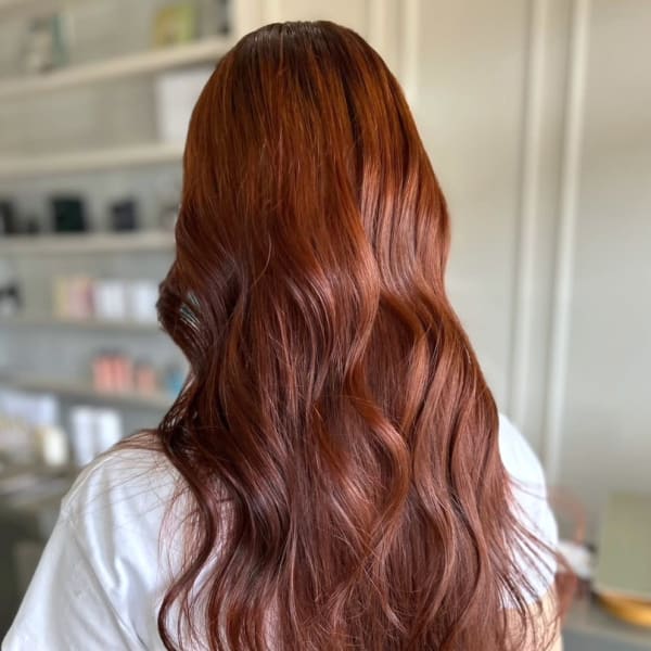 オレンジベージュ ロングウェーブ ダブルカラー 暖色系