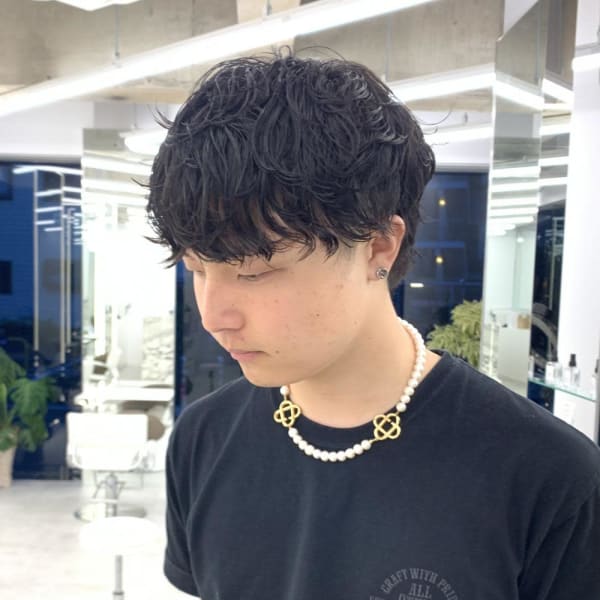 シャドウパーマ/メンズパーマ/ウェットヘア|Brown