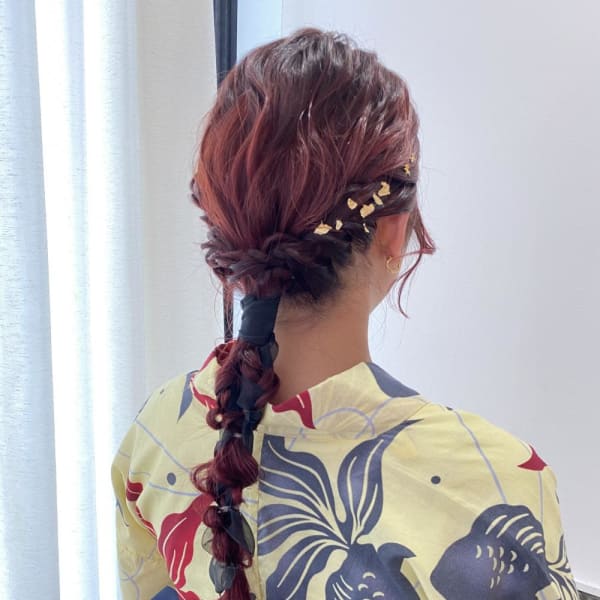【浴衣ヘア】編み下ろしヘア
