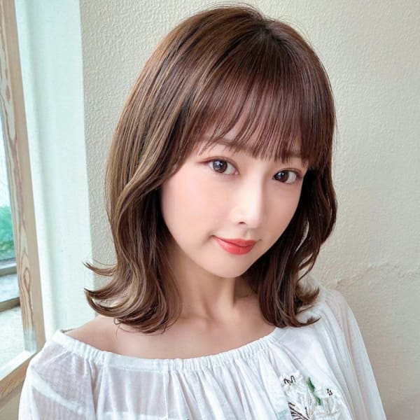 30代/40/小顔ヘア/前髪/アンブレラカラー/こなれミディ