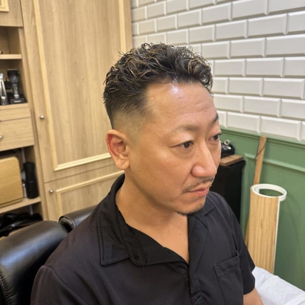 フェードメッシュ+パーマ