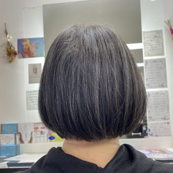 白髪まじり×ボブ