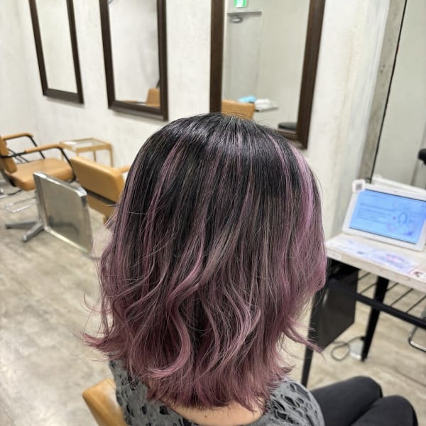 ピンクカラー/ハイライトグラデーション/池袋ハイトーン派手髪