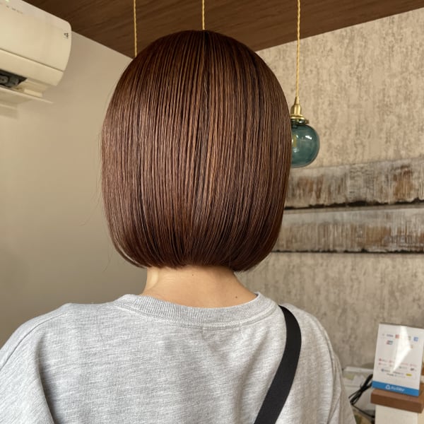 オレンジカッパーのナチュラルなキュートボブ