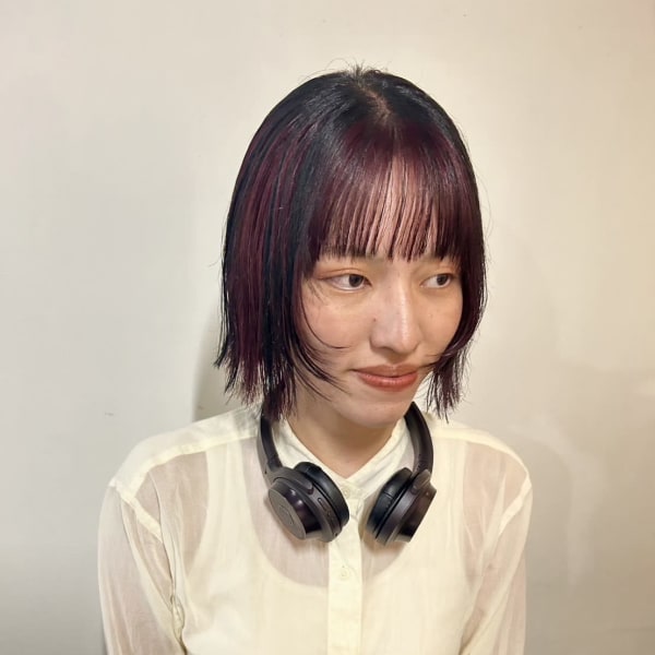 ボルドーとブラックのアンブレラカラー