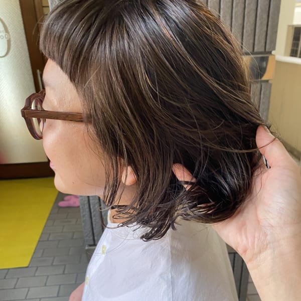 【オーガニック白髪ぼかし】ハイライト×ナチュラルボブ|R hair natural & organic salon