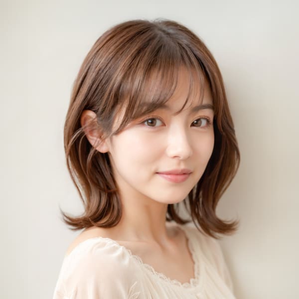 大人かわいいミディアムレイヤー