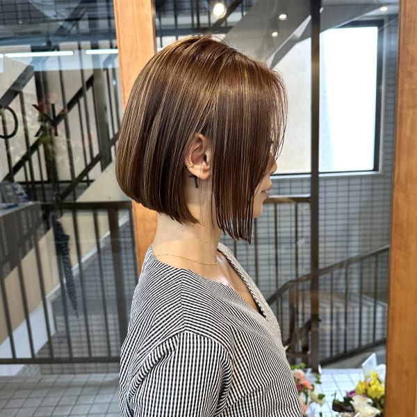 大人ハイライトボブ