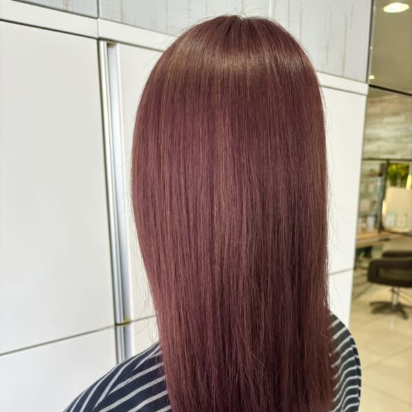 ダブルカラーダークレッドブラウンセミロングエモージュカラー|id.byKENJE