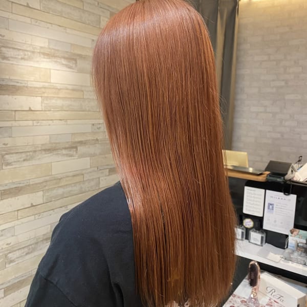 ダブルカラーオレンジハイトーンロングシアーカラー|id.byKENJE