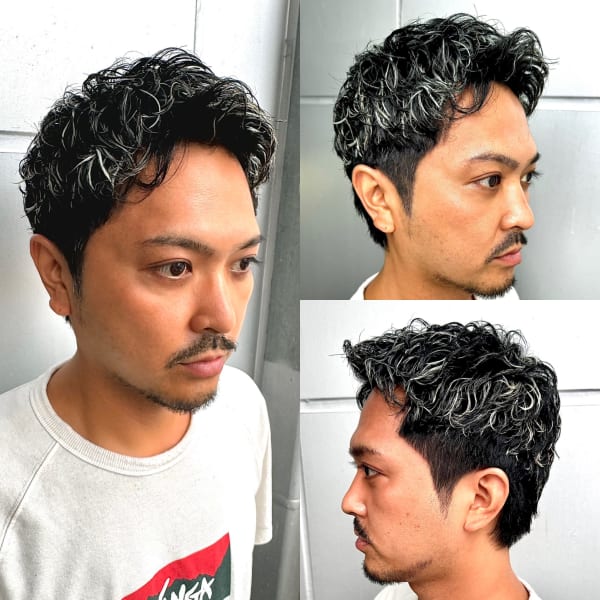 ホワイトメッシュ×ニュアンスパーマ