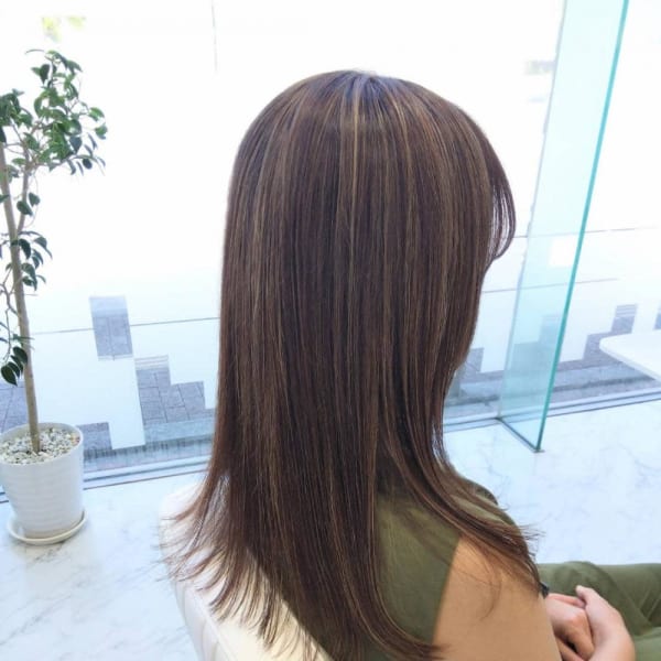 細めハイライトで白髪ぼかし