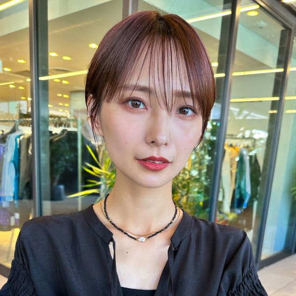 モードジェンダーレスタイトシースルーバングマッシュショート