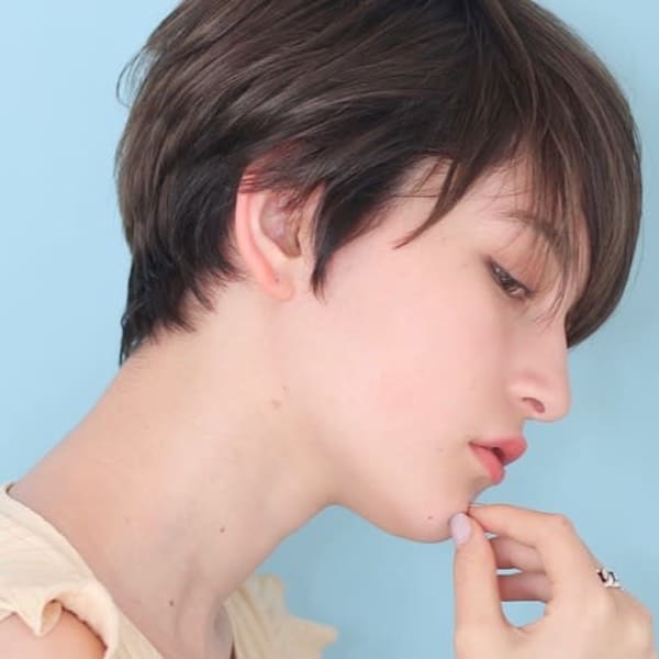 40代50代小顔前髪イメチェンアンブレラカラーショート