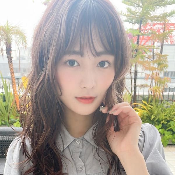 ★前髪アンブレラカラーこなれミディイメチェンウェーブベージュ