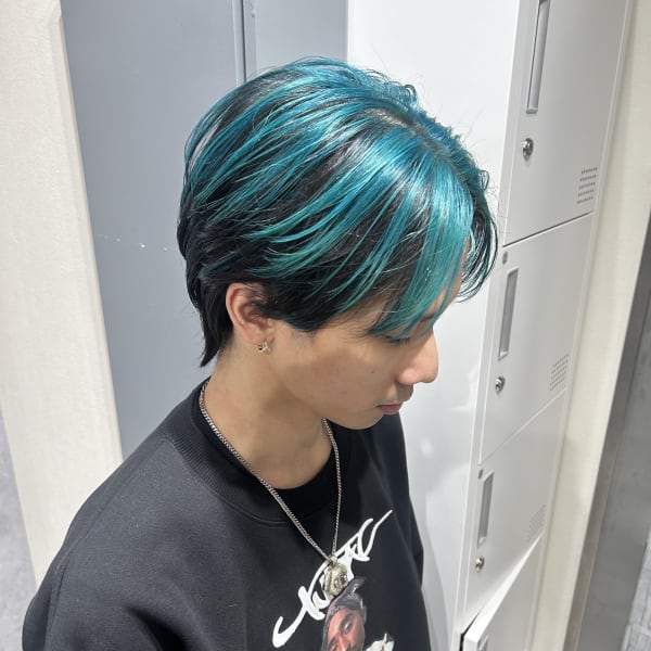 池袋メンズカラー メンズブリーチ ウルフカット