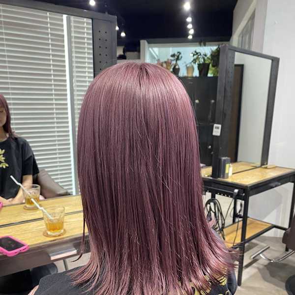 切りっぱなしボブ エアリーロング 美髪ピンクブラウン