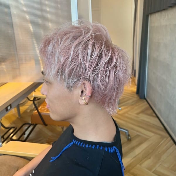 メンズ × アッシュピンク