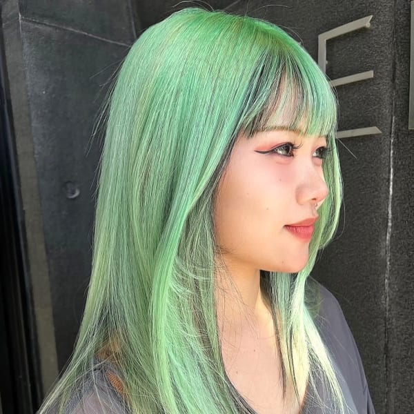 ハイトーンペールグリーン　インナーグレー　ダブルカラー