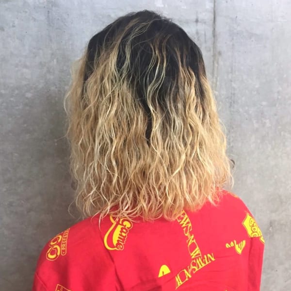 ブリーチ　グランジパーマ　ハードパーマ　ハイトーンボブ